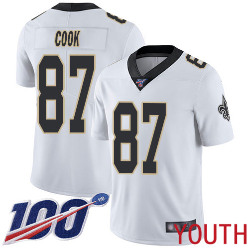 New Orleans Saints Limited White Youth Jared Cook Road Jersey NFL Football #87 100th Season Vapor Untouchable Jersey->youth nfl jersey->Youth Jersey